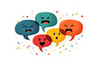 © fotoluigi868 - Artistic speech bubble design featuring human emotions on a white background with colorful accents.