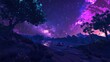 © Pannin - An otherworldly galaxy backdrop with vivid purple hues, illuminated by the night glowing stars