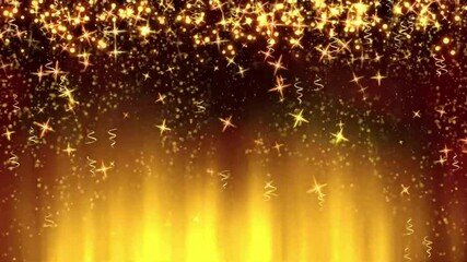 Wall Mural - Abstract golden background with stars, glitter, and confetti.