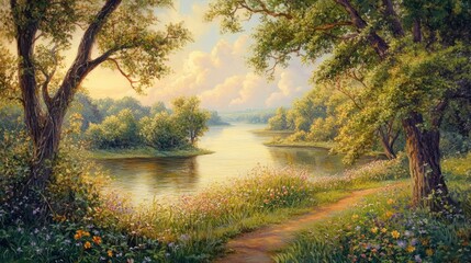 Wall Mural - Peaceful River Landscape