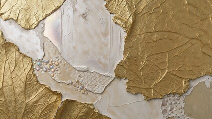 Poster - Abstract art piece with gold and white textures