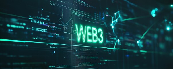 Web3 neon sign digital interface.