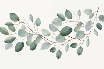 Wall Mural - A vector hand drawn Eucalyptus leaves isolated on transparent background