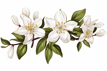 Wall Mural - A vector hand drawn Jasmine isolated on transparent background
