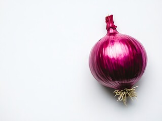 Wall Mural - A red onion on a white surface