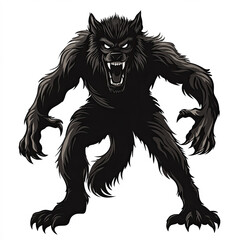 Sticker - Werewolf Silhouette, Illustration Isolated On White Background