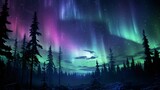 The aurora borealis creating a magical display over a forest clearing