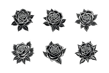 Wall Mural - rose sets icon flower silhouette icon vector on white background.