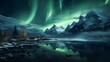 © somporn - The aurora borealis lighting up the night sky above an icy fjord
