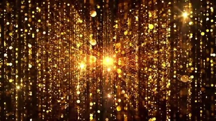Wall Mural - abstract golden glitter background with sparkling particles and glowing light.