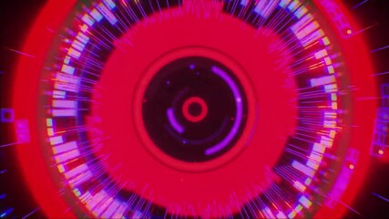 Wall Mural - Abstract colorful glowing circle with a futuristic digital interface.