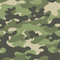 Poster - 
green camouflage army pattern, classic seamless modern background