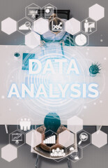 Data Analysis for Business and Finance Concept. interface showing future computer technology of profit analytic, online marketing research and information report for digital business strategy. uds