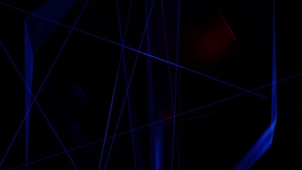 Wall Mural - Abstract blue and red geometric shapes on a black background.