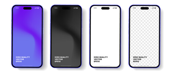 Leinwandbilder - Realistic smartphone mockup. Mobile phone vector with isolated on white background. Device front view. 3D mobile phone with shadow. Realistic, high quality smart phone mockup for ui ux presentation.