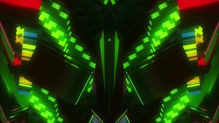 Wall Mural - Abstract neon green and blue geometric pattern.