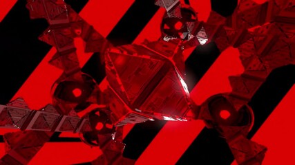 Wall Mural - Abstract red and black geometric pattern with a triangular prism in the center.
