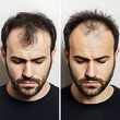 © Archibalttttt - Man showing result of hair loss treatment on white background
