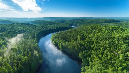 Canvas Print - Serene river winding through forest