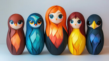 Russian nesting dolls with bright colors