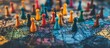© GoDress - Colorful game pieces scattered on a detailed map, signifying global connections and strategic planning.