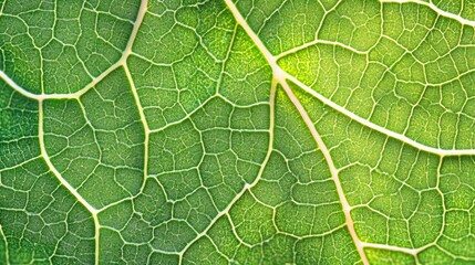 Closeup of a vibrant green leaf, study in texture and natural beauty intricate