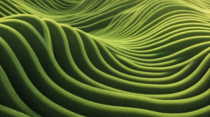 Flowing green waves abstract textured background for design