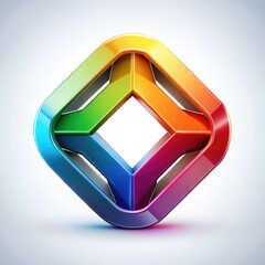 Canvas Print - Colorful 3D logo design featuring interlocking geometric shapes on a soft background. Generative AI