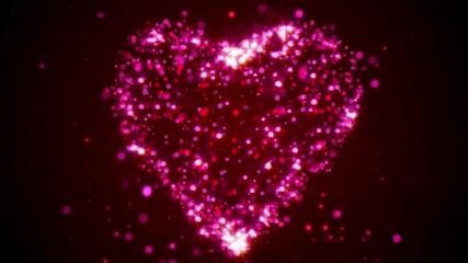 Wall Mural - a bright pink and white heart-shaped sparkler on a dark red background.
