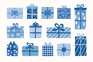 Wall Mural - Cute hand drawn present with bow. Christmas element set. Vector illustration