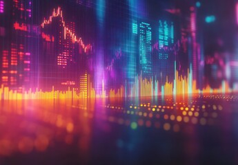 Wall Mural - abstract stock market graph with colorful data visualization