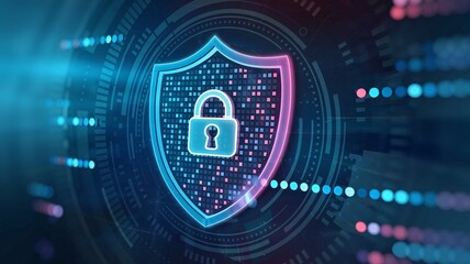 Wall Mural - a digital shield icon, symbolizing cybersecurity.