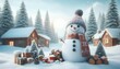 © QuickDesign24 - Happy snowman in winter scenery with copy space for text