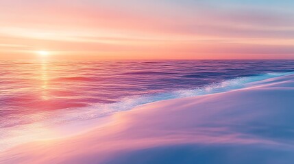 Wall Mural - the first light of dawn illuminating the horizon casting soft pastel colors across a calm ocean and 