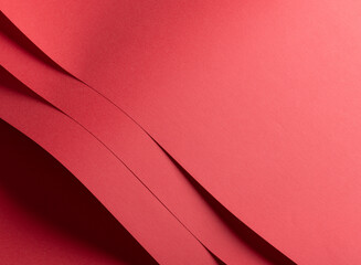 Poster - Paper texture background. Premium, abstract surface with bold, vibrant red, crimson, and scarlet shades. Luxury matte sheet with grainy texture, clean layers, and curved, twisted