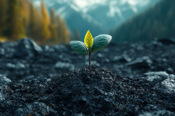 Wall Mural - a forest emerging from a desolate wasteland, representing the transformation of an empty space into 