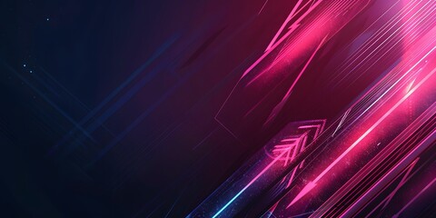 Dark pink abstract background with glowing arrow lines. Modern shiny blue geometric lines design. Technology futuristic concept. Horizontal banner template. Suit for cover, header, poster, banner, web