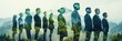 © Art_You - Double exposure image of business professionals with forest landscape overlay symbolizing eco-friendly growth and innovation