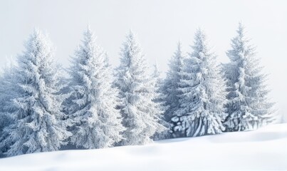 Fir trees dusted with fresh snow