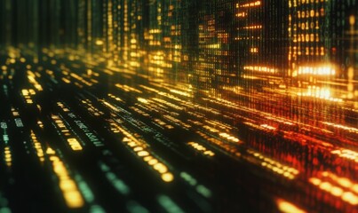 digital binary code and streaming data wallpaper design