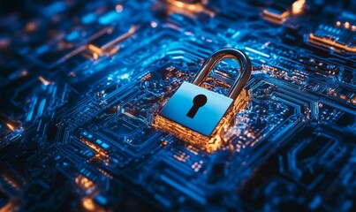 cyber security concept and internet privacy data protection Modern showing padlock protecting business and financial data to protect personal information