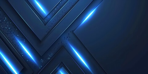 
Dark blue abstract background with glowing arrow lines. Modern shiny blue geometric lines design. Technology futuristic concept. Horizontal banner template. Suit for cover, header, poster, banner, we