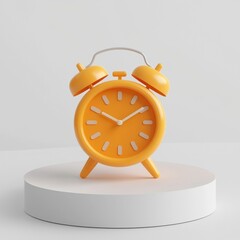 Illustration of yellow alarm clock symbol symbol watch in 3D