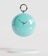 White background with blue alarm clock isolated on top.