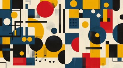 Wall Mural - abstract geometric bauhaus pattern poster with overlapping shapes and primary colors. minimalist des
