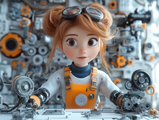 Girl Engineer in Workshop