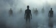 © KerXing - Mysterious Silhouettes Emerging from Fog in Eerie Atmospheric Scene