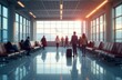 © yuntunen - Soft focus background of airport terminal with travelers. Travel industry, aviation, or holiday season. Passenger experience, global tourism, or transportation hub concept.