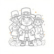 © Delly - Thanksgiving blank Coloring Page Pilgrims,
