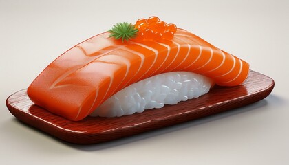 sushi salmon 3d render icon isolated on white background cutout